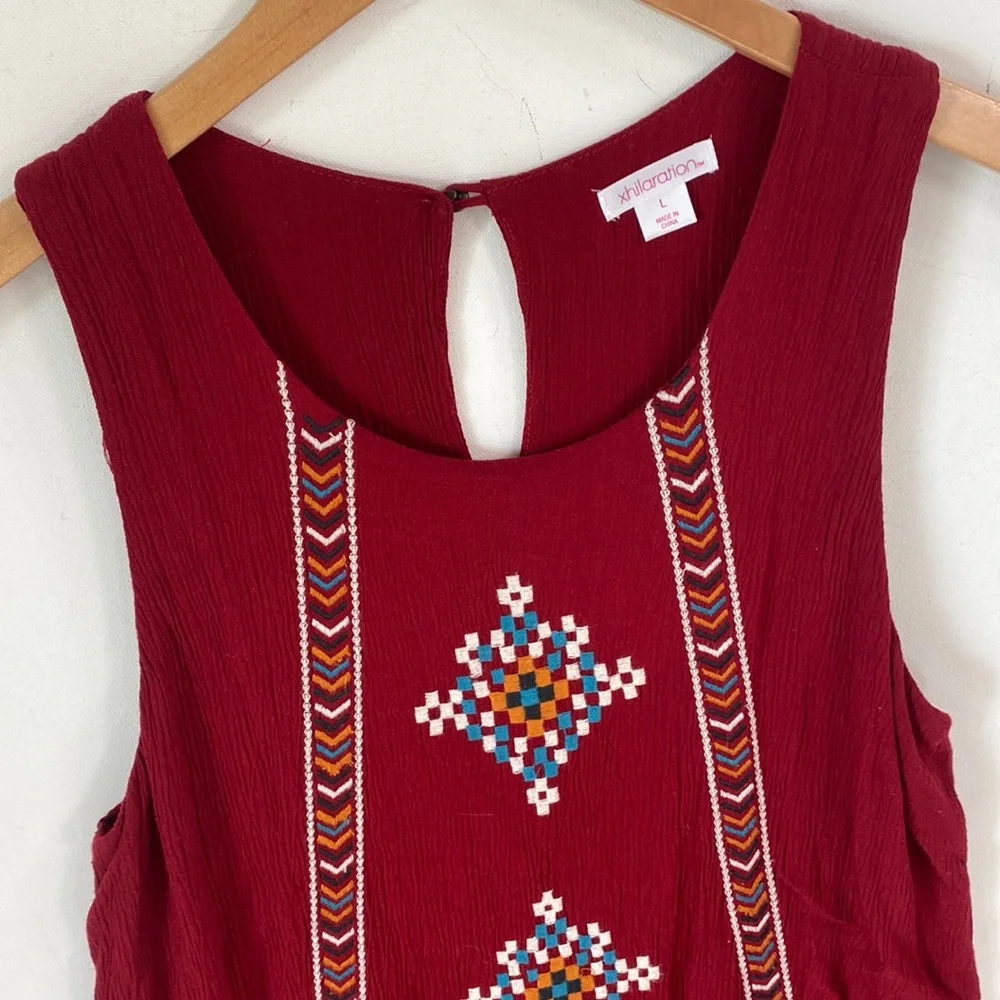 Xhilaration Sleeveless boho tiered burgundy midi dress, Size‎ Large